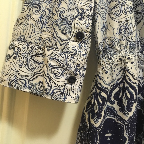 Lands End Blue Boho Shirt Tunic Shirt Button Dress - Picture 7 of 8